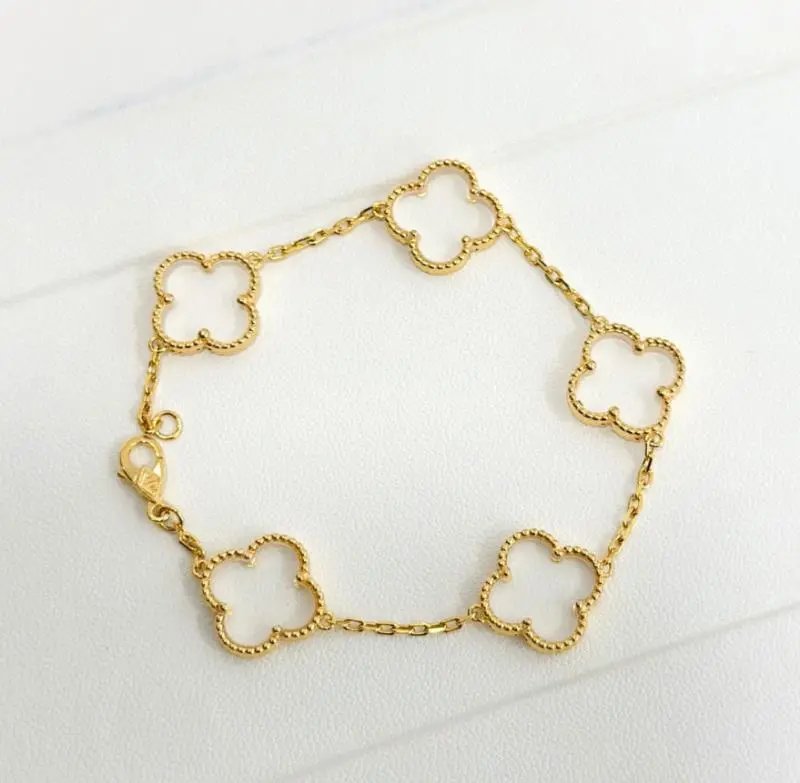 Van Cleef & Arpels Alhambra Motif Gold-Plated Bracelet Multicolor Jewelry - 5