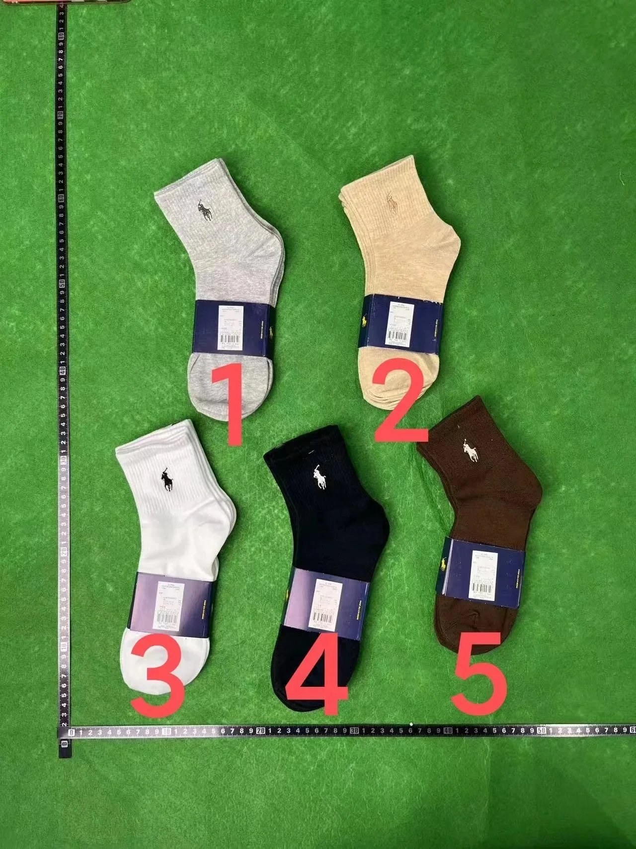 Ralph Lauren Classic Crew Socks in Gray, Beige, White, Black, and Brown - 1