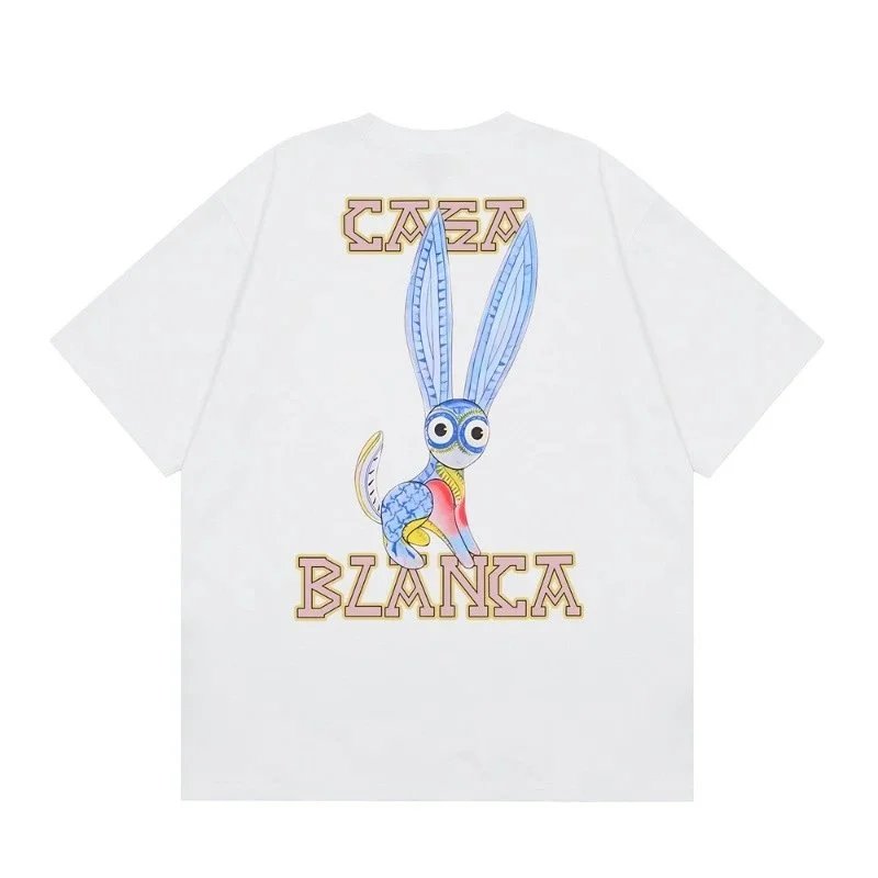 Casablanca T-Shirts Short-Sleeve Graphic Logo T-Shirt — C23 White