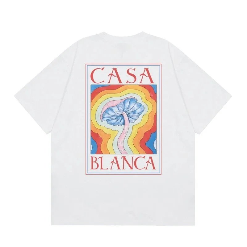Casablanca T-Shirts Short-Sleeve Graphic Logo T-Shirt — C24 White