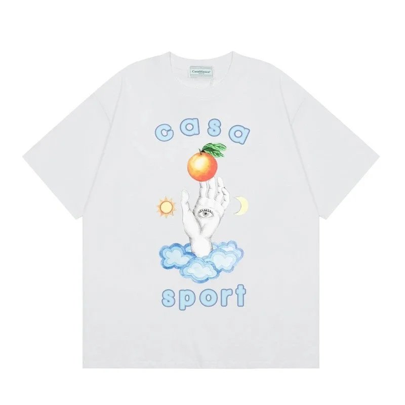 Casablanca T-Shirts Short-Sleeve Graphic Logo T-Shirt — C27 White