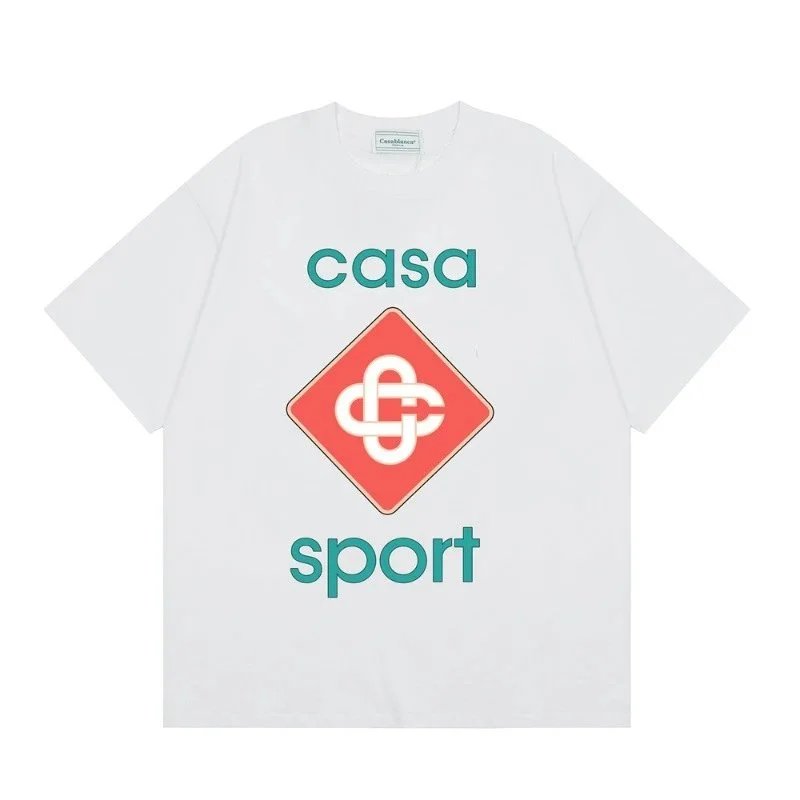Casablanca T-Shirts Short-Sleeve Graphic Logo T-Shirt — C28 White