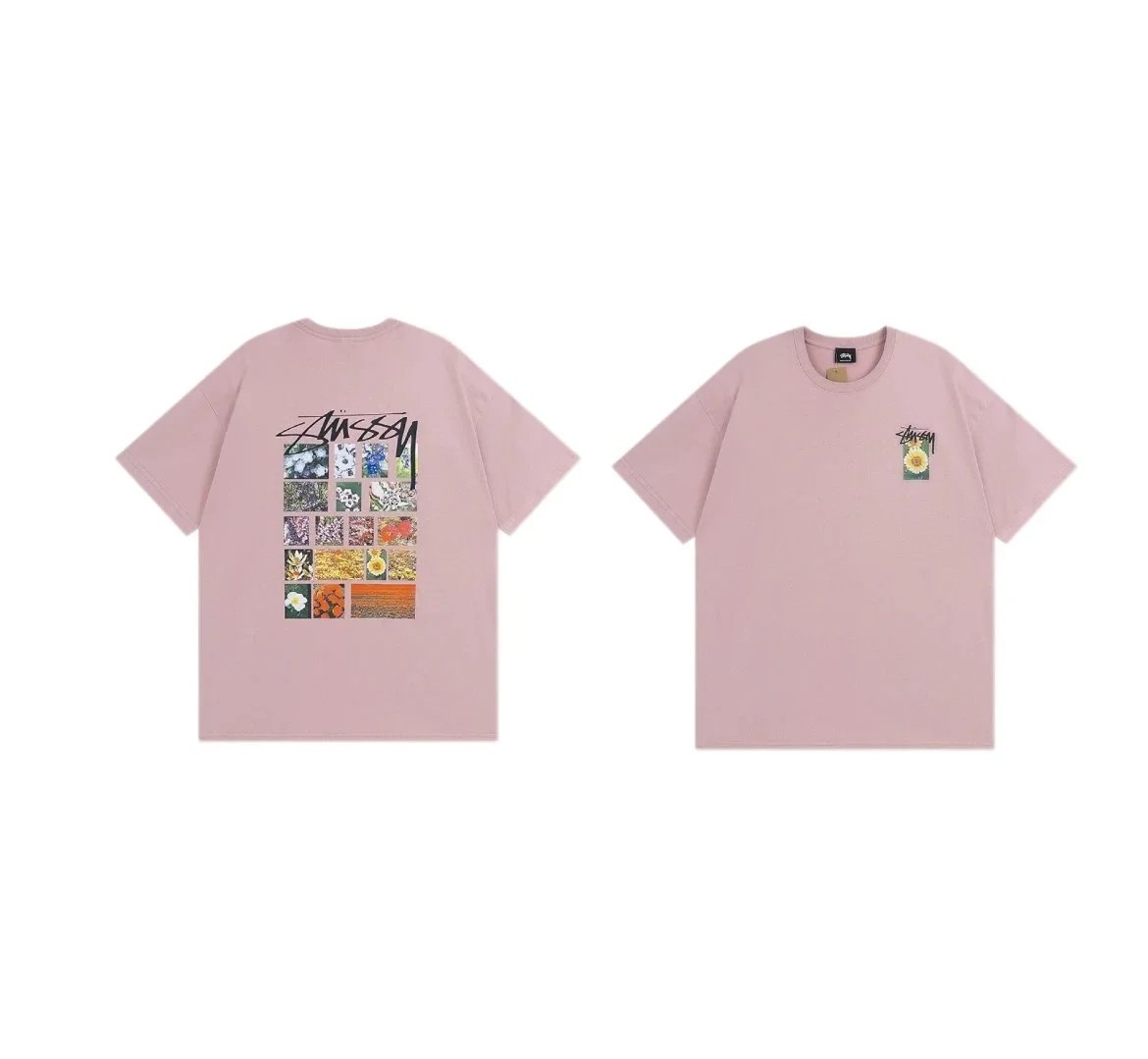 Stussy Floral Grid T-Shirt Pink