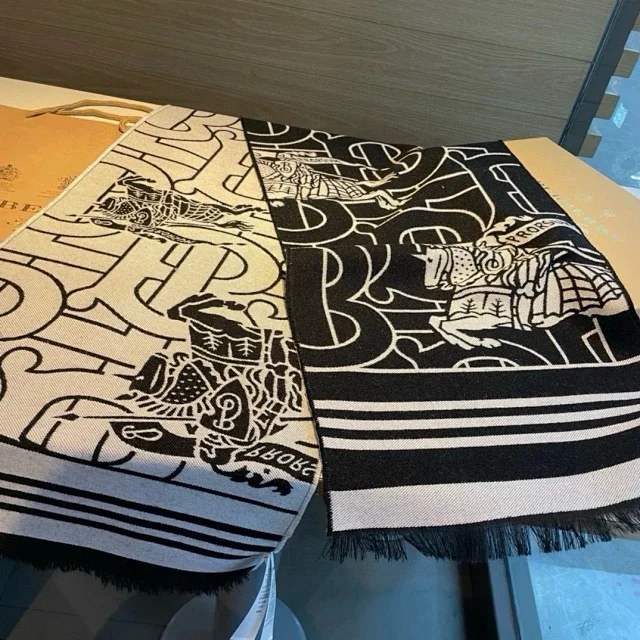 Burberry Scarves Checked scarf with embroidered monogram product detail image 6