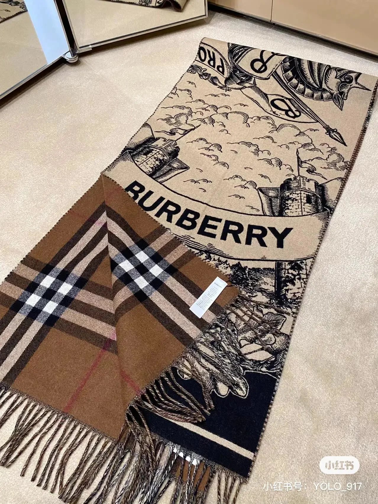 Burberry Scarves Checked scarf with embroidered monogram — 7