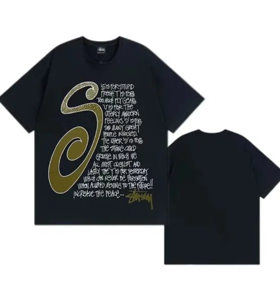 Stüssy S Logo Script Tee Black T-Shirt - 1