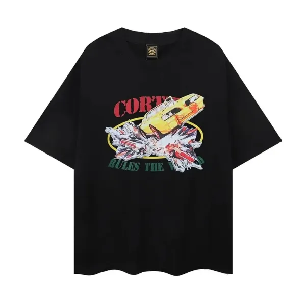 Corteiz Rules The Streets Black Oversized Graphic T-Shirt - 1