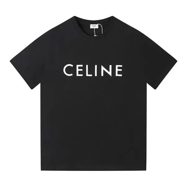 Celine Logo Print Black T-Shirt - 1