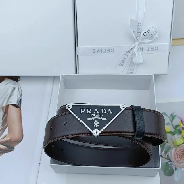 Prada Belts Triangular logo-plaque belt product detail image 5