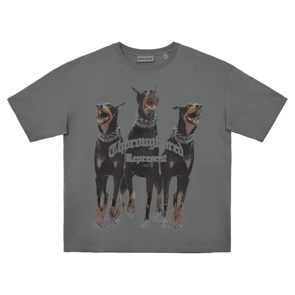 Nobady & Foskis Three Dobermans Graphic T-Shirt Gray - 1
