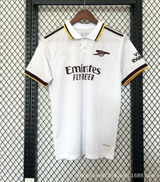 Arsenal FC 2023-24 Third Jersey White Burgundy Yellow Polo - 1