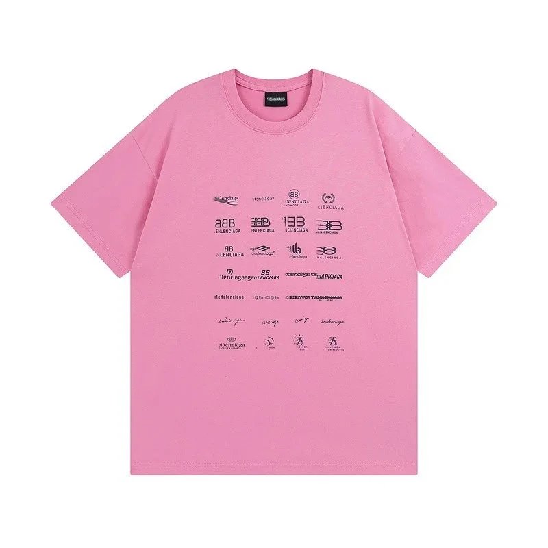 Balenciaga T-Shirts Logo Collage Print — Peach pink