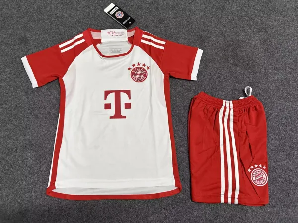 FC Bayern Munich 2023-24 Away Kit Red/White Jersey and Shorts Set - 1