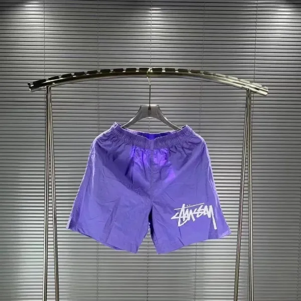 Stüssy Logo Print Nylon Shorts Purple - 2