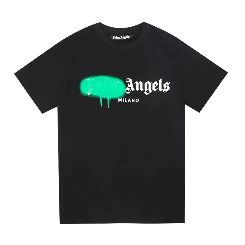 Palm Angels T-Shirts Short-sleeve graphic logo T-shirt — 2197 Black and Green