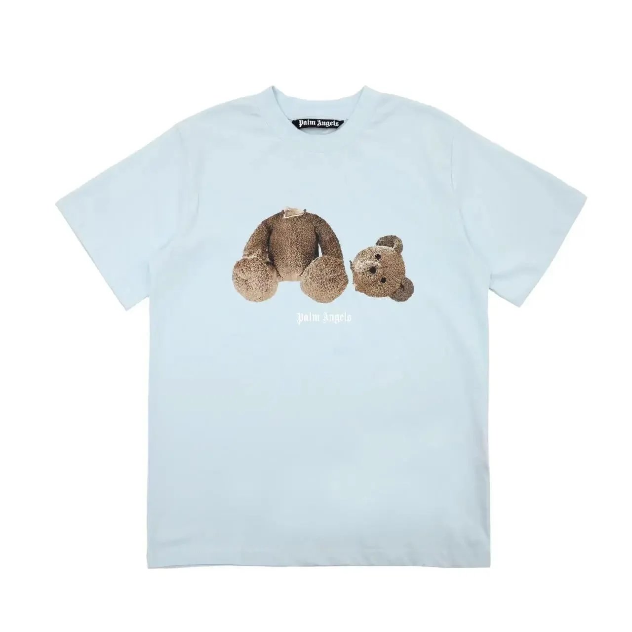 Palm Angels T-Shirts Short-sleeve graphic logo T-shirt — 667 Light Blue