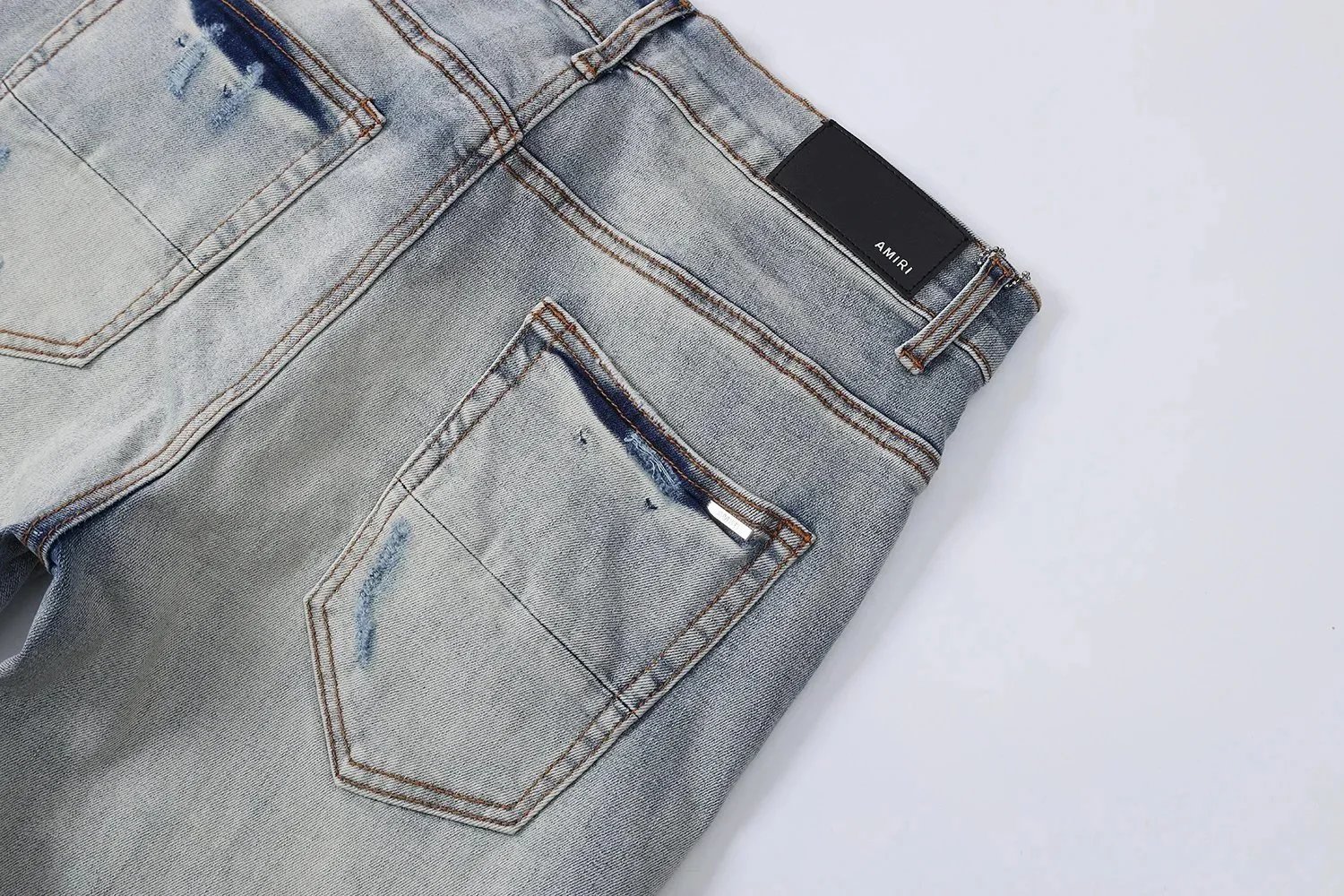 Gallery Dept. Distressed Denim Jeans with Turquoise Underlayer - 8