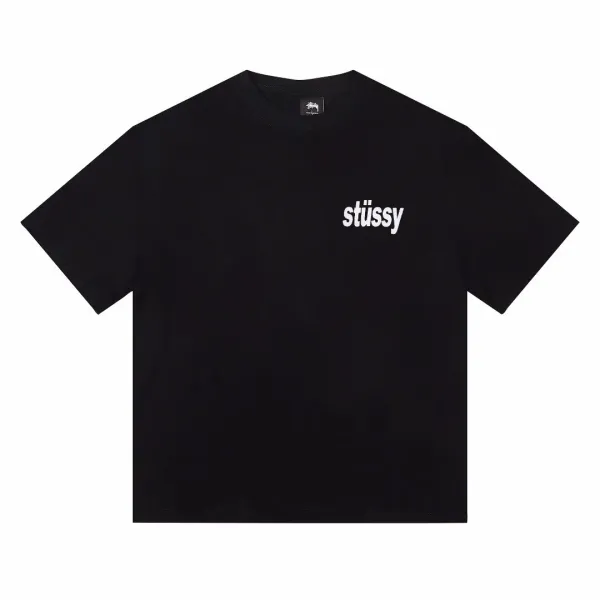 Stüssy Logo Print Black T-Shirt - 1