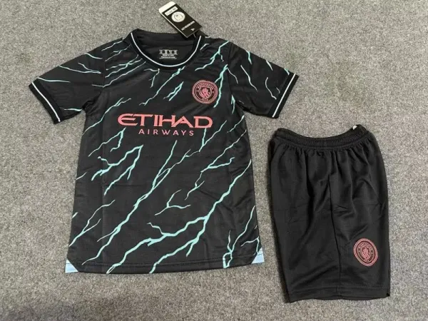 Manchester City x Puma Third Kit 2023-24 Black Lightning Jersey Set - 1