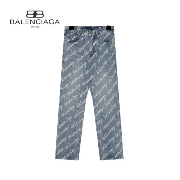 Balenciaga Logo Print Black Denim Jeans - 3