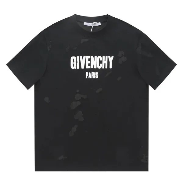 Givenchy Distressed Logo Print Black T-Shirt - 1