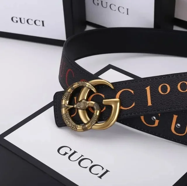 Gucci Belts Multicolor logo-print belt with interlocking G buckle product detail image 5