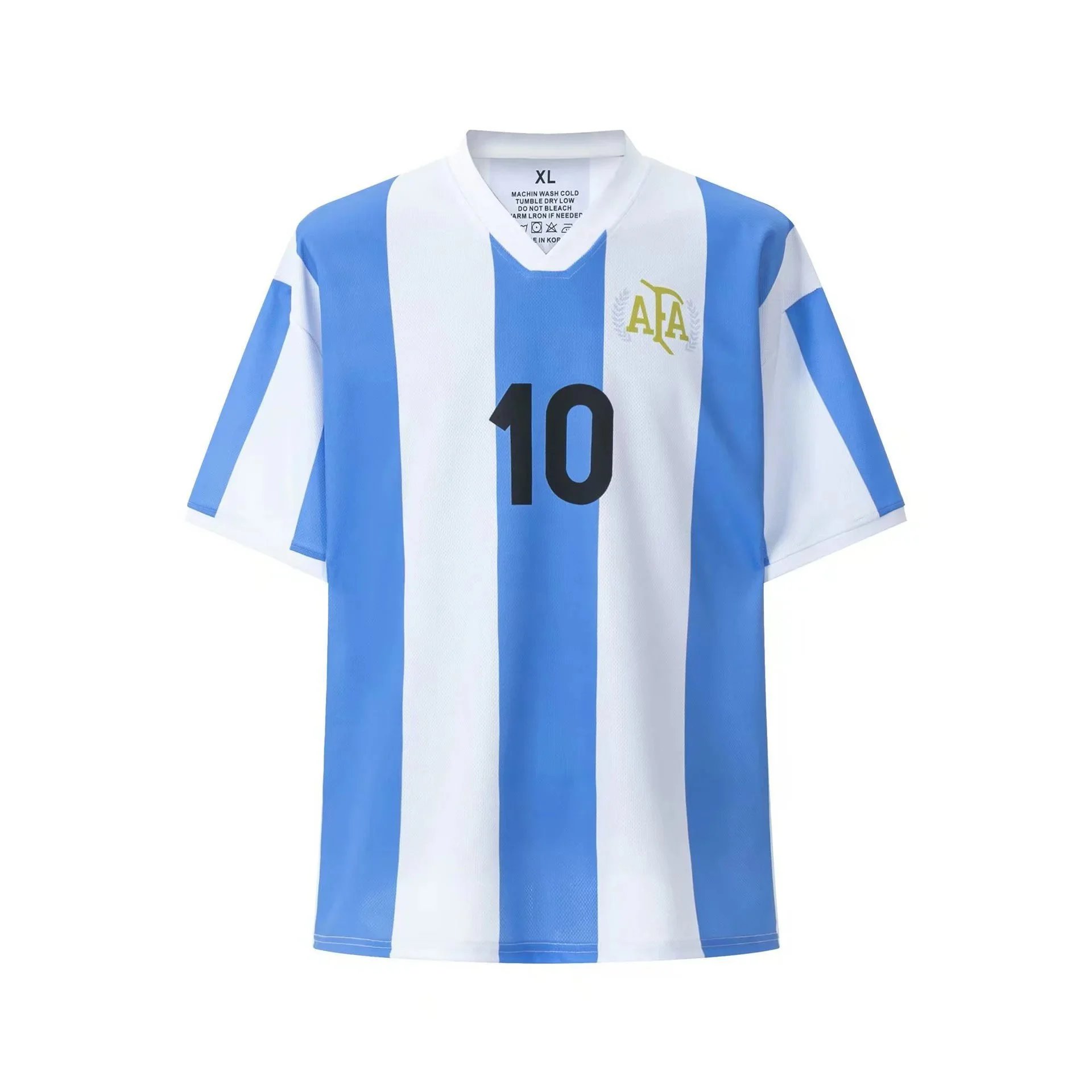 Argentina National Team Inspired Jersey Blue and White Striped Jersey - 1