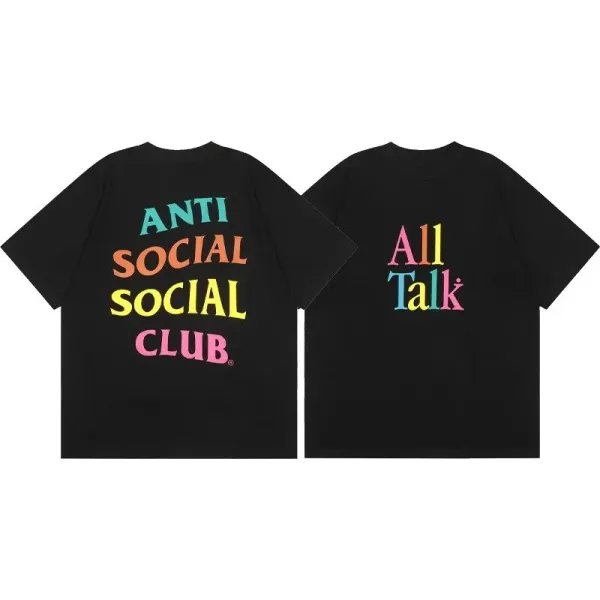 Anti Social Social Club All Talk Multicolor Print Black T-Shirt - 1