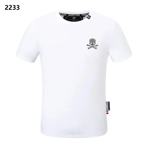 Philipp Plein Skull Crystal Embellished White T-Shirt - 1