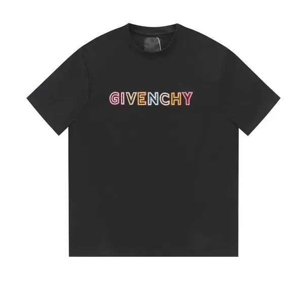 Givenchy Rainbow Embroidered Logo Black T-Shirt - 1