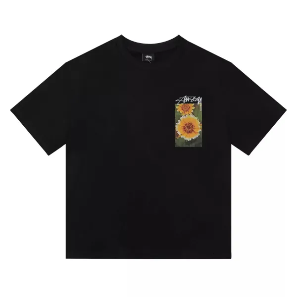 Stüssy Floral Print Pocket Tee Black T-Shirt - 1