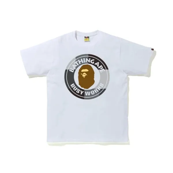 A Bathing Ape Busy Works Circle Logo White T-Shirt - 1