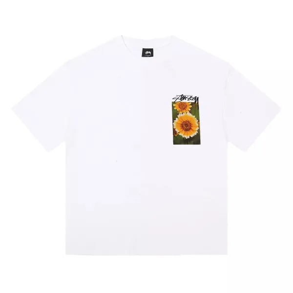 Stüssy Floral Print Pocket T-Shirt White - 1