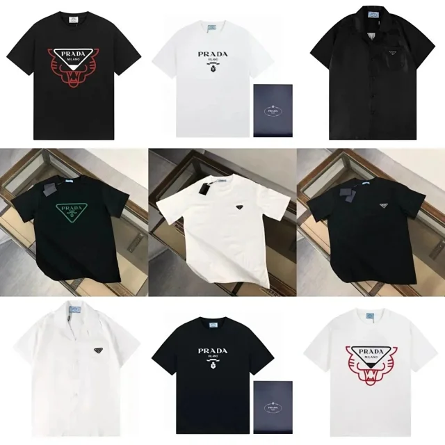 Prada T-Shirts Short-Sleeve Logo Graphic T-Shirt product detail image 1