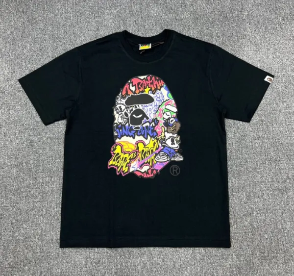 A Bathing Ape Script Logo Black T-Shirt - 5