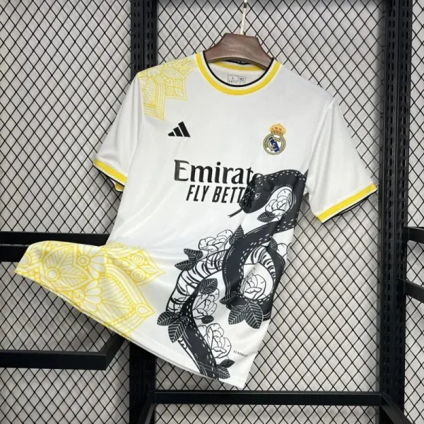 Adidas x Real Madrid 2024 Third Jersey White Yellow Floral Snake Print - 1