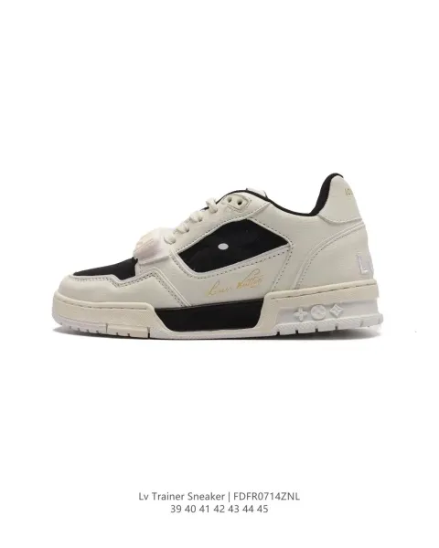 Louis Vuitton Trainer Sneaker Off-White Beige Black Sneakers - 1