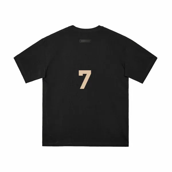 Fear of God Essentials Number 7 Beige Print Black T-Shirt - 1