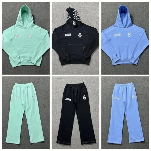 SixPM Matching Sets Embroidered Logo Hoodie and Straight-Leg Sweatpants Set product detail image 1
