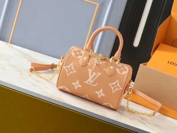 Louis Vuitton Monogram Reverse Petite Malle Handbag Beige Leather Boston Bag - 1