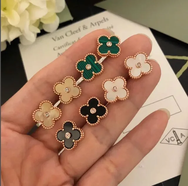Van Cleef & Arpels Jewelry Four-Leaf Clover Stud Earrings product detail image 3