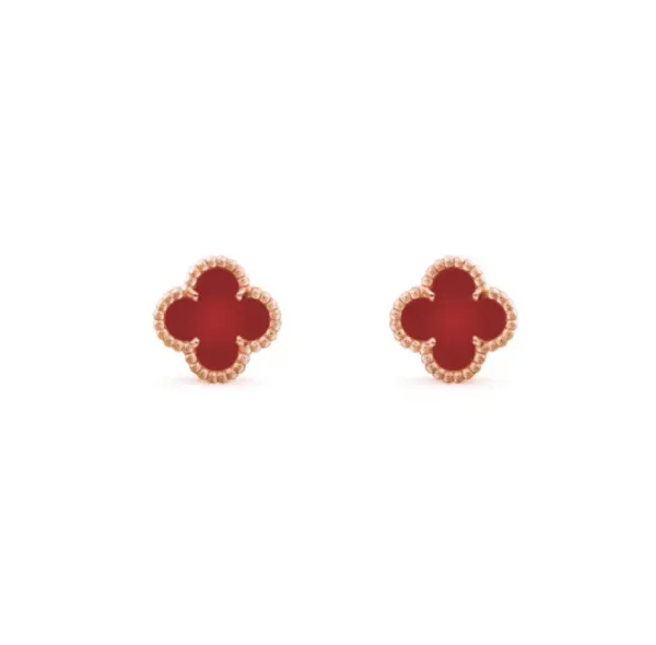 Van Cleef & Arpels Alhambra Four-Leaf Clover Red Carnelian Earrings - 1