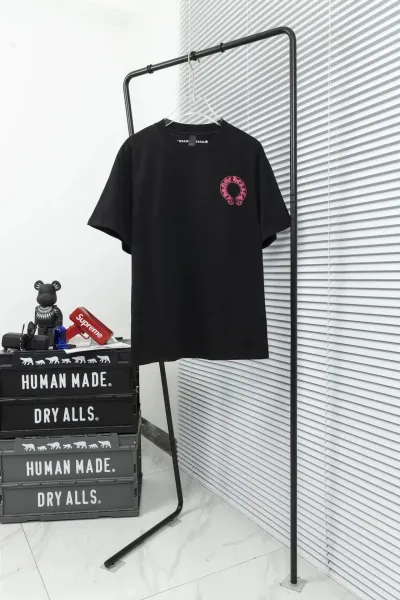 Chrome Hearts x Human Made Black T-Shirt with Pink Horseshoe Logo - 1