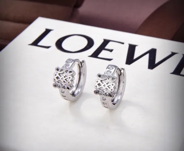 Loewe Anagram Hoop Earrings Silver Jewelry - 1