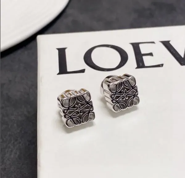 Loewe Anagram Cube Stud Earrings Silver - 1