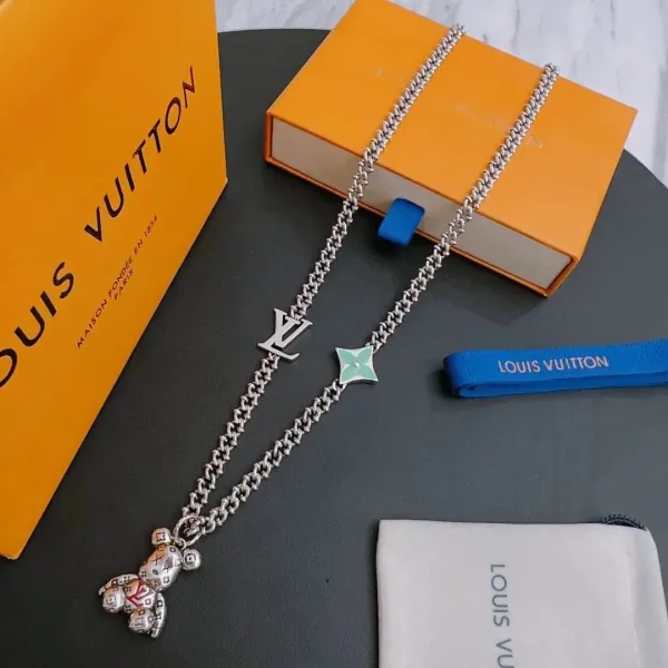 Louis Vuitton LV Angel Pendant Chain Necklace Silver - 3