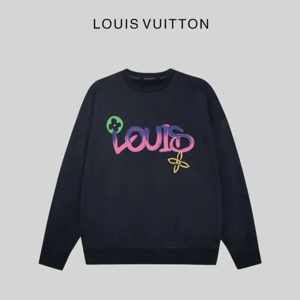 Louis Vuitton LV Logo Embroidered Navy Hoodie - 11