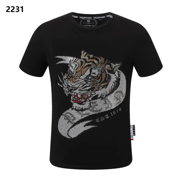 Philipp Plein Platinum Cut Tiger Embroidered Black T-Shirt - 1