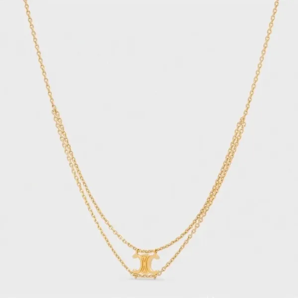 Celine Triomphe Square Pendant Necklace Gold - 6