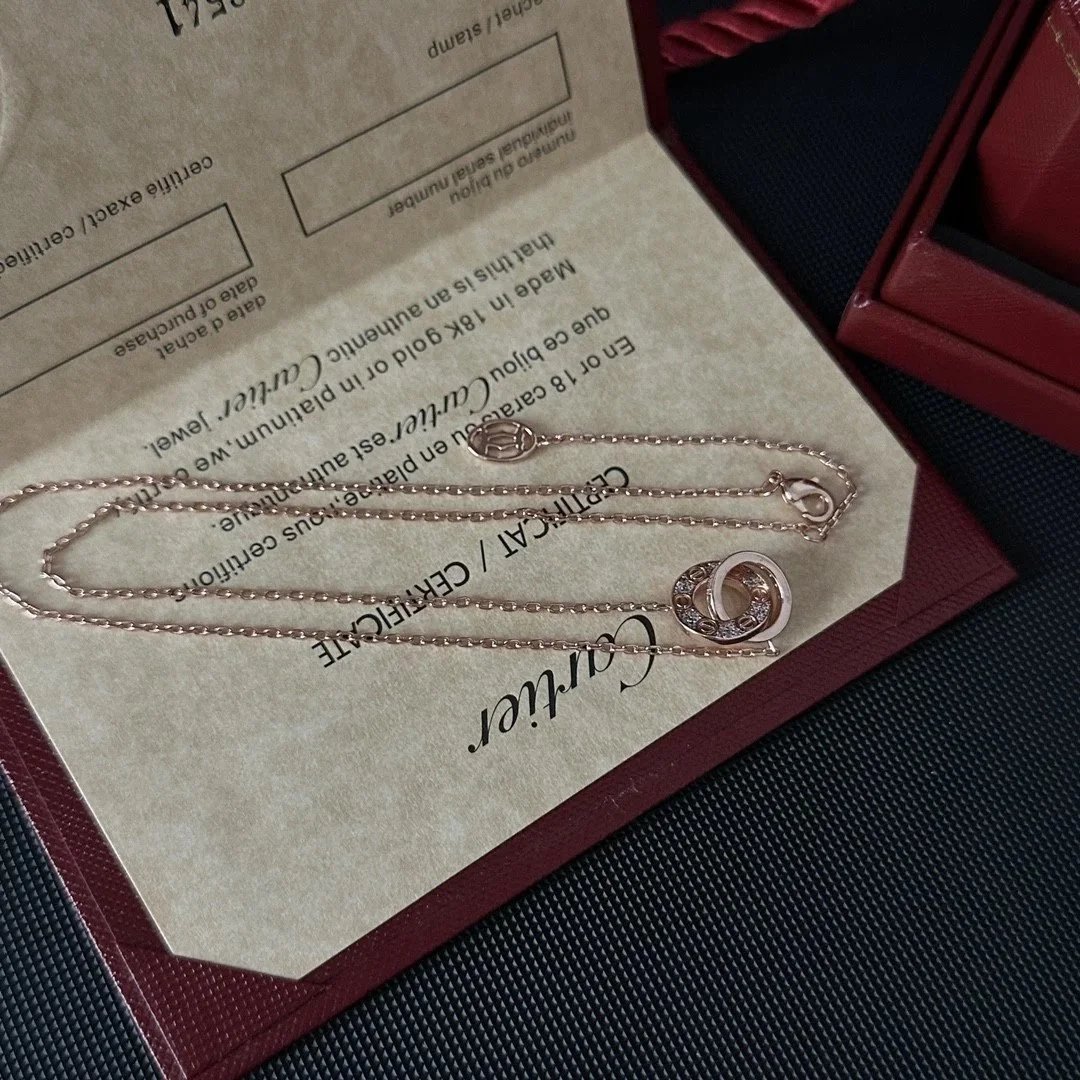 Cartier Trinity Necklace Rose Gold with Diamonds